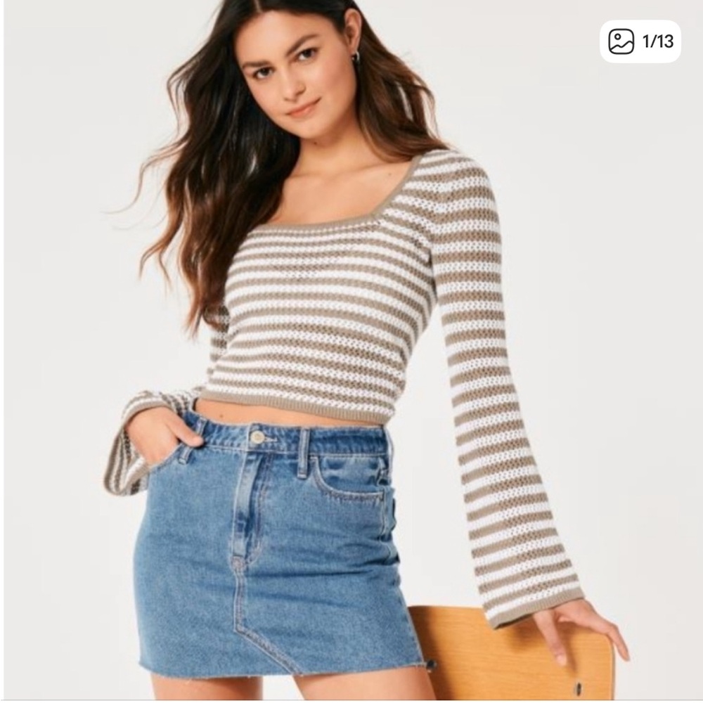 Hollister Striped Knitted Crochet Top
